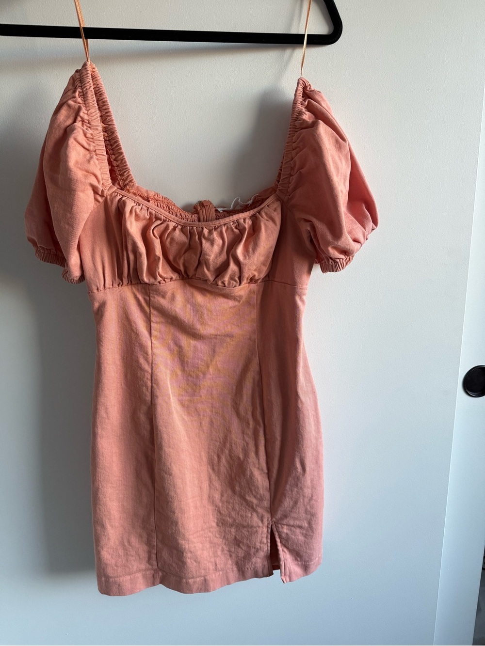 ASTR The Label Off-Shoulder mini dress. In color “papaya” Size S.